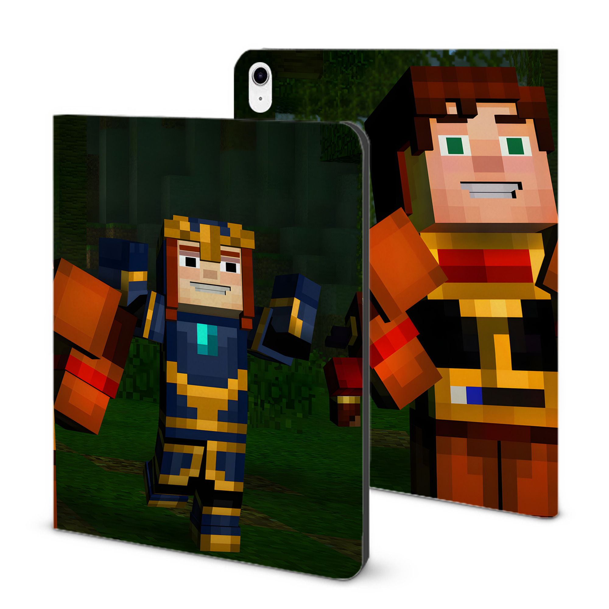 （画像用） マインクラフト ブロックの世界 Minecraft MC Block world IPad ケース ブック型 PUレザー TPU 耐衝撃 軽量 薄型 ペン収納なし 全面保護 IPad 各モデル対応